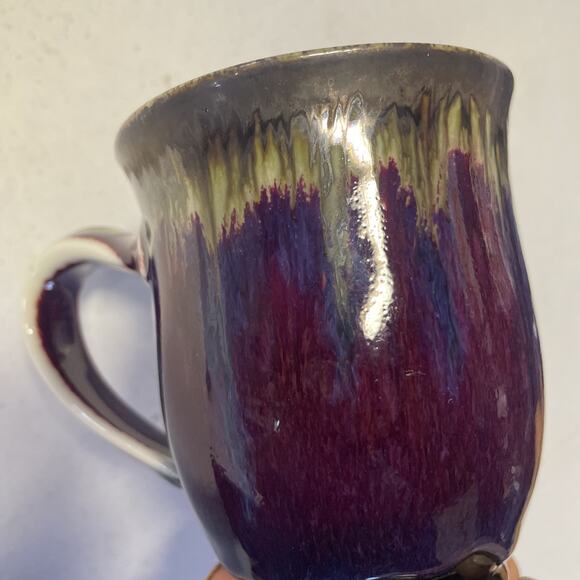 Edgecomb Potters ART POTTERY Mug LARGE Maroon Blue Drip Glaze - Picture 15 of 15